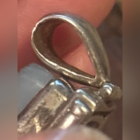 VINTAGE Sterling Silver 925 Iridescent Druzy Blue Topaz Faux Amethyst Pendant - Picture 11 of 15